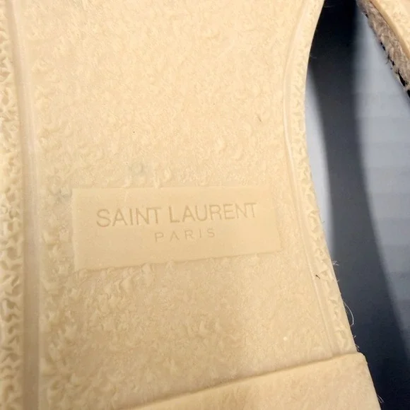 Saint Laurent Espadrilles Black Croc Embossed Leather Flat Slip On Sz 42 / 12 - Picture 10 of 11